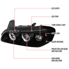 2000-2001 Nissan Maxima Dual Halo Projector Headlights (Matte Black Housing/Clear Lens)
