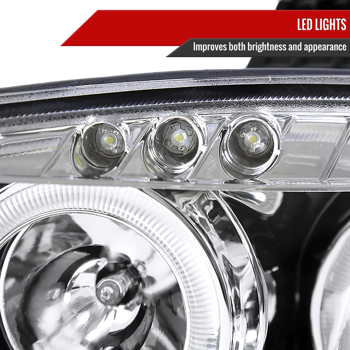 2001-2005 Mazda Miata MX-5 Dual Halo Projector Headlights (Chrome Housing/Clear Lens)