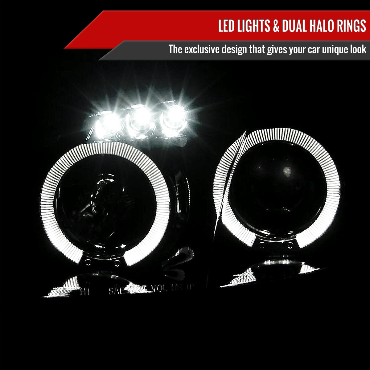 2001-2005 Mazda Miata MX-5 Dual Halo Projector Headlights (Glossy Black Housing/Smoke Lens)