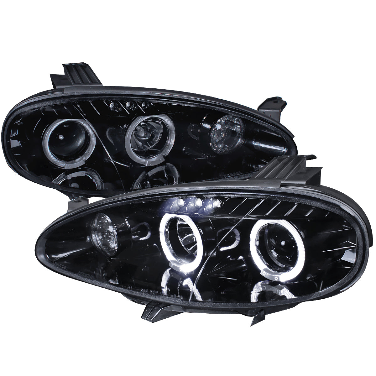 2001-2005 Mazda Miata MX-5 Dual Halo Projector Headlights (Glossy Black Housing/Smoke Lens)