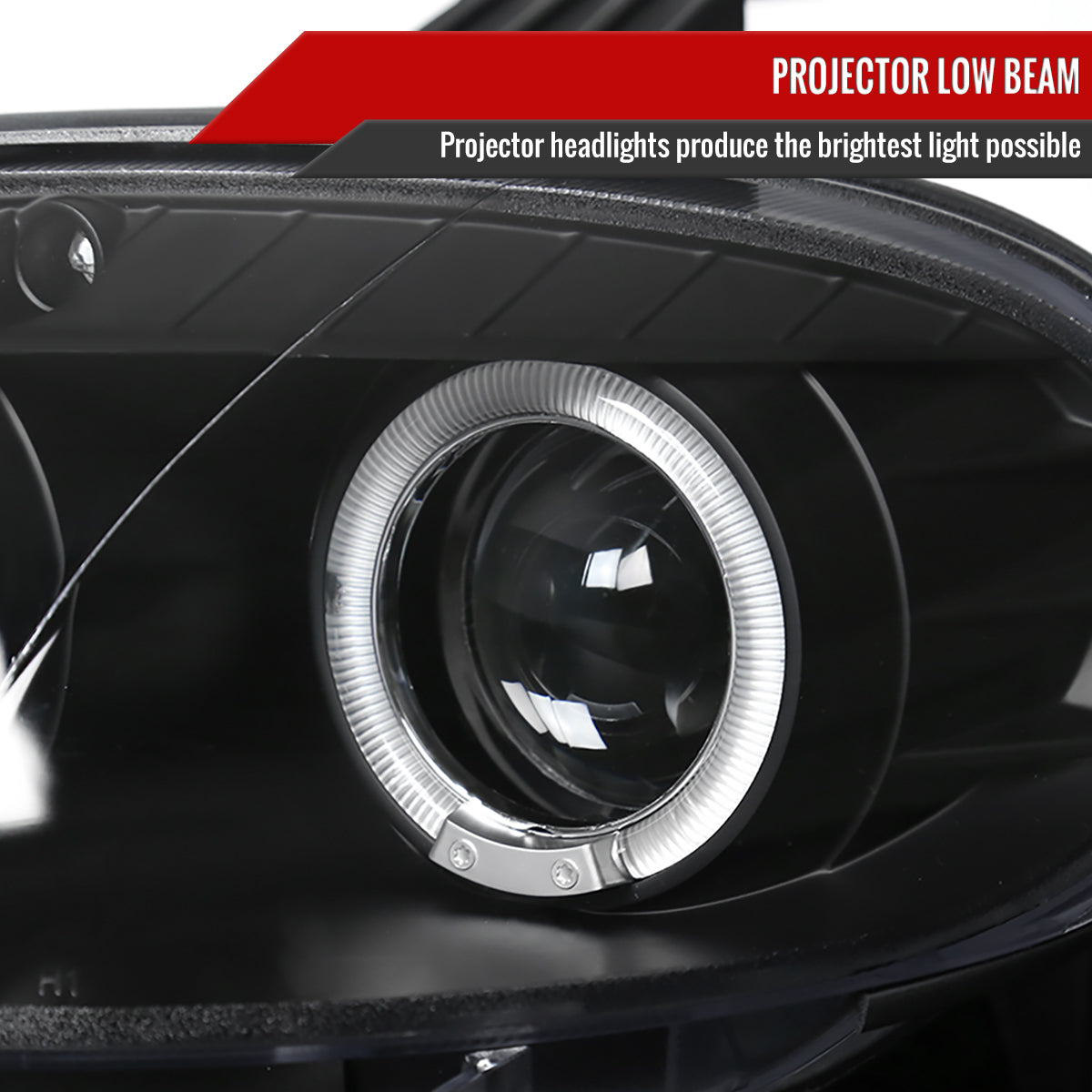 2001-2005 Mazda Miata MX-5 Dual Halo Projector Headlights (Matte Black Housing/Clear Lens)