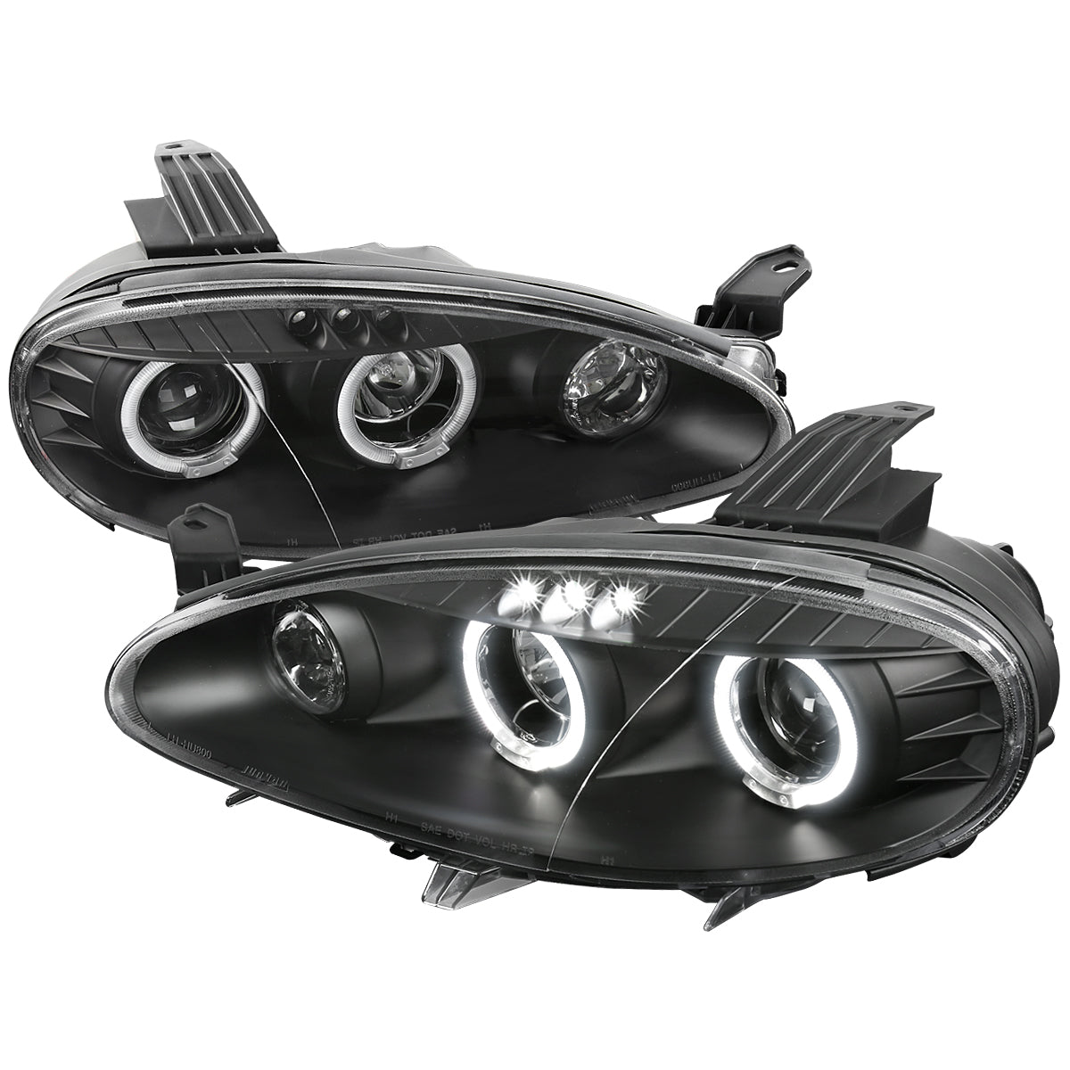 2001-2005 Mazda Miata MX-5 Dual Halo Projector Headlights (Matte Black Housing/Clear Lens)