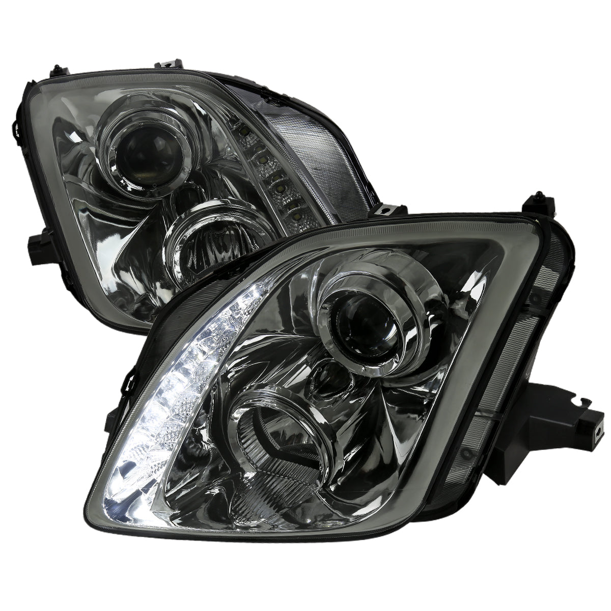 1997-2001 Honda Prelude SMD LED Light Strip Projector Headlights - Chrome/Smoke Lens