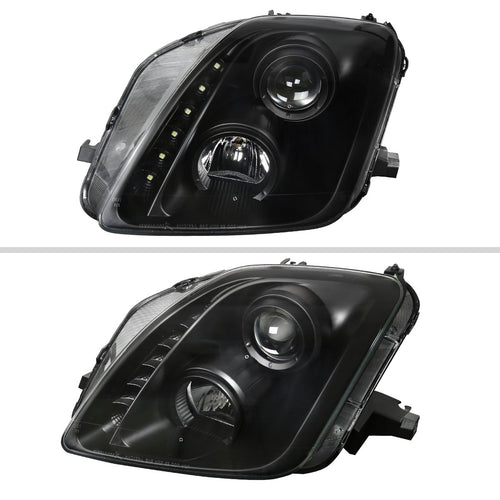 1997-2001 Honda Prelude SMD LED Light Strip Projector Headlights - Matte Black/Clear Lens