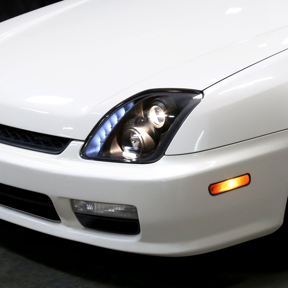 1997-2001 Honda Prelude SMD LED Light Strip Projector Headlights - Matte Black/Clear Lens