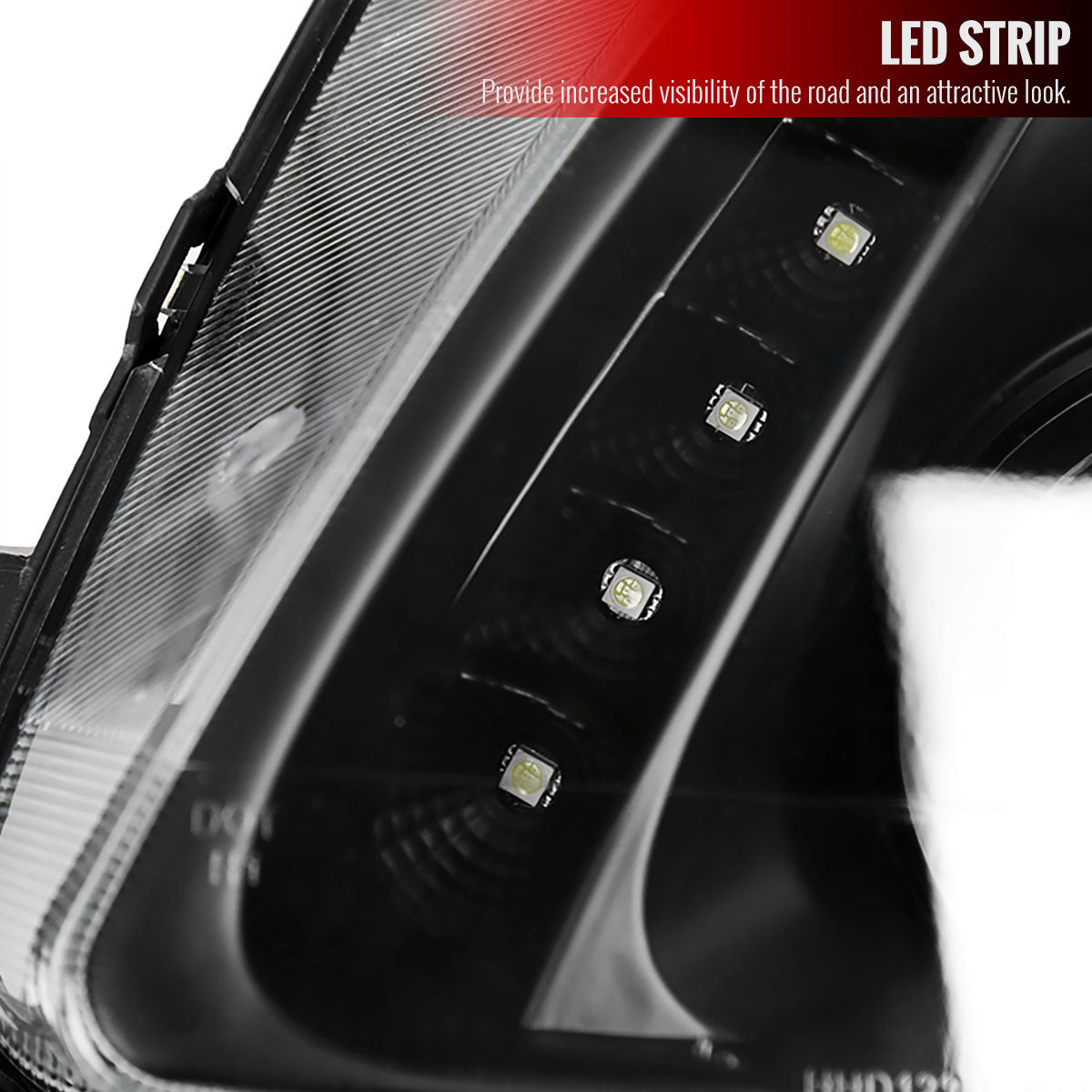 1997-2001 Honda Prelude SMD LED Light Strip Projector Headlights - Matte Black/Clear Lens