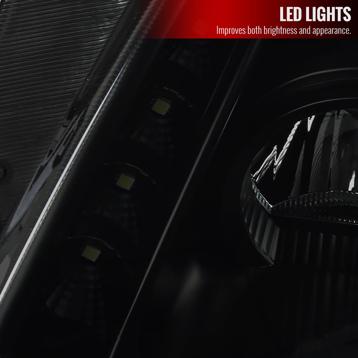 1997-2001 Honda Prelude SMD LED Light Strip Projector Headlights - Matte Black/Smoke Lens