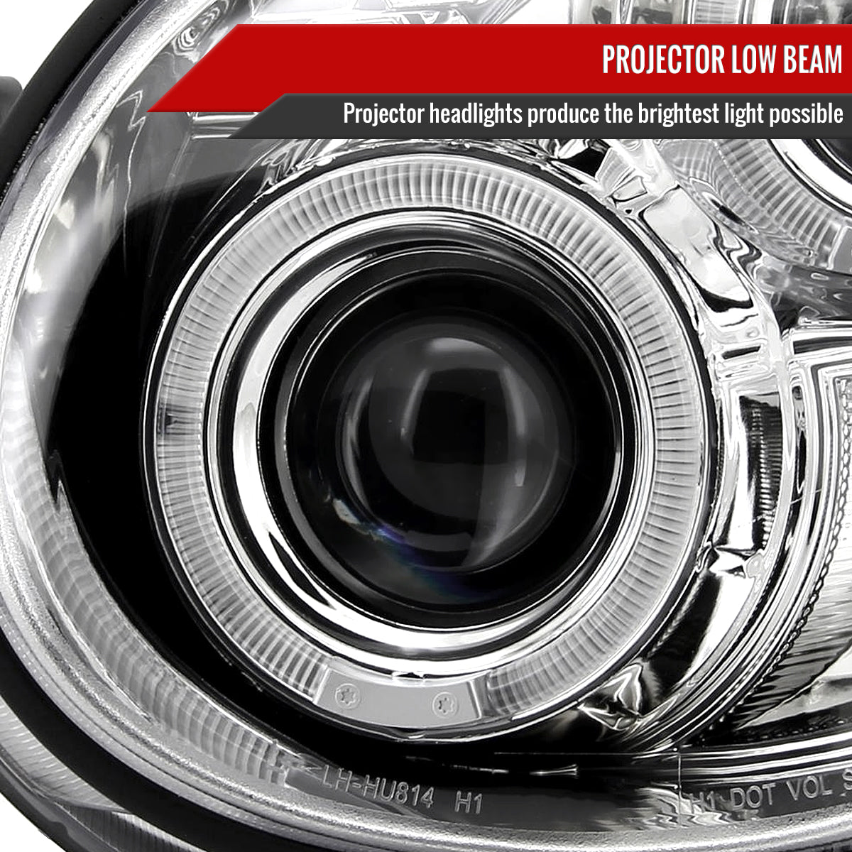 2002-2003 Subaru Impreza Dual Halo Bug Eye Projector Headlights (Chrome Housing/Clear Lens)