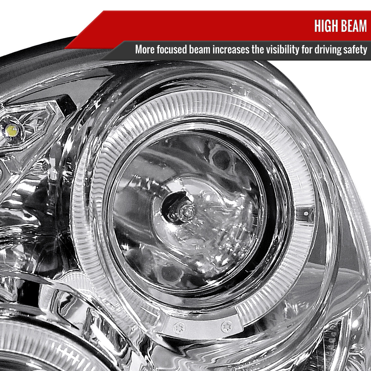 2002-2003 Subaru Impreza Dual Halo Bug Eye Projector Headlights (Chrome Housing/Clear Lens)