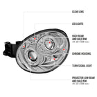 2002-2003 Subaru Impreza Dual Halo Bug Eye Projector Headlights (Chrome Housing/Clear Lens)