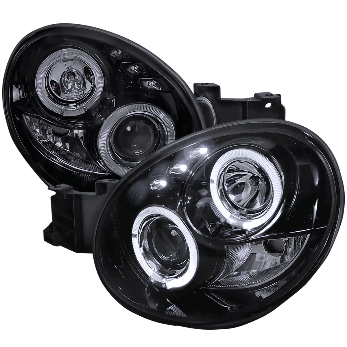 2002-2003 Subaru Impreza Dual Halo Bug Eye Projector Headlights (Glossy Black Housing/Smoke Lens)