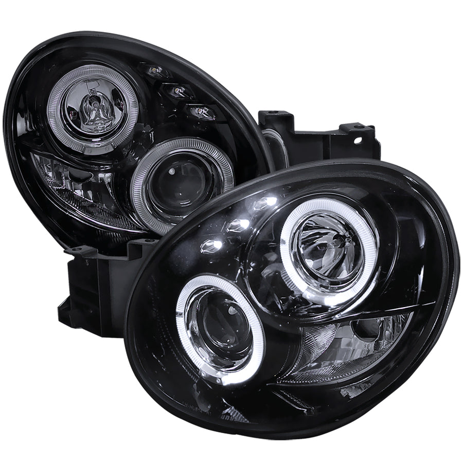2002-2003 Subaru Impreza Dual Halo Bug Eye Projector Headlights (Glossy Black Housing/Smoke Lens)
