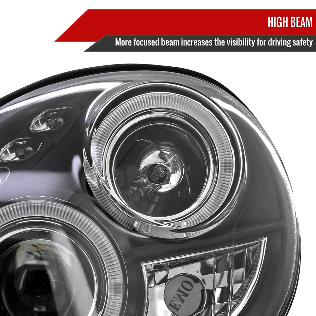 2002-2003 Subaru Impreza Dual Halo Bug Eye Projector Headlights (Matte Black Housing/Clear Lens)