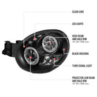 2002-2003 Subaru Impreza Dual Halo Bug Eye Projector Headlights (Matte Black Housing/Clear Lens)