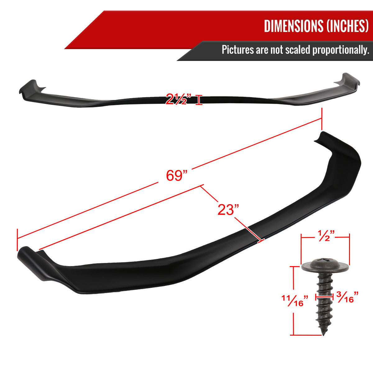 2018-2021 Subaru WRX/STI Matte Black 3PC Front Bumper Lip Splitter Kit
