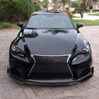 2014-2016 Lexus IS250 F-Sport Glossy Black/Red Trim 3PC Front Bumper Lip Splitter Kit