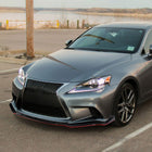 2014-2016 Lexus IS250 F-Sport Glossy Black/Red Trim 3PC Front Bumper Lip Splitter Kit