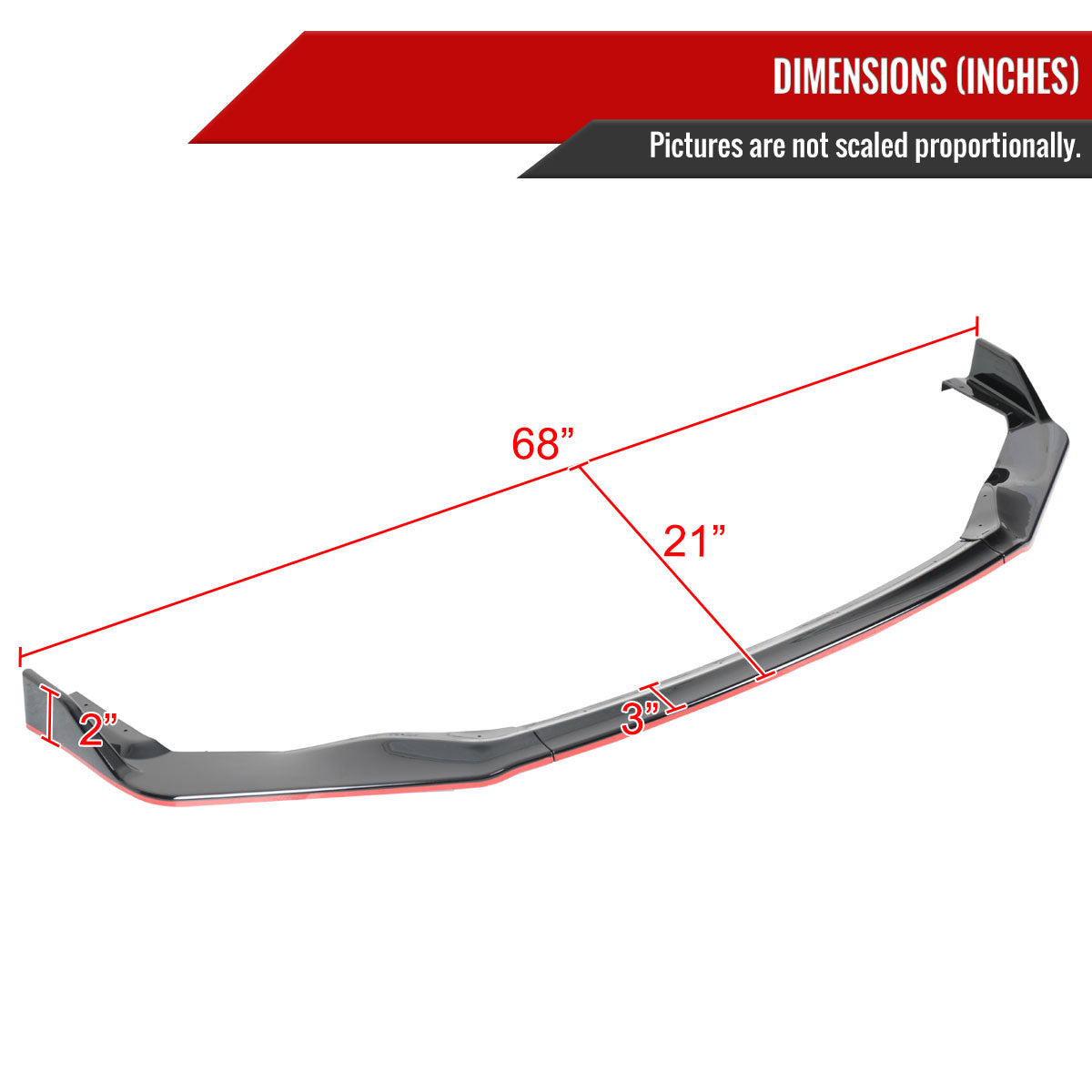 2017-2020 Lexus IS200t/IS300/IS350 Glossy Black/Red Trim 3PC Front Bumper Lip Splitter Kit