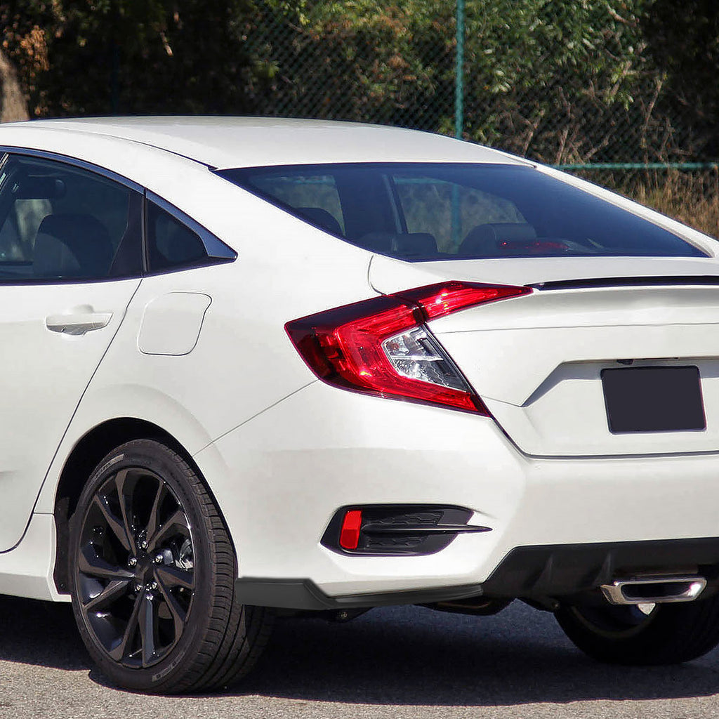 2016-2020 Honda Civic Sedan Matte Black Polypropylene Rear Bumper Lip Diffuser Set