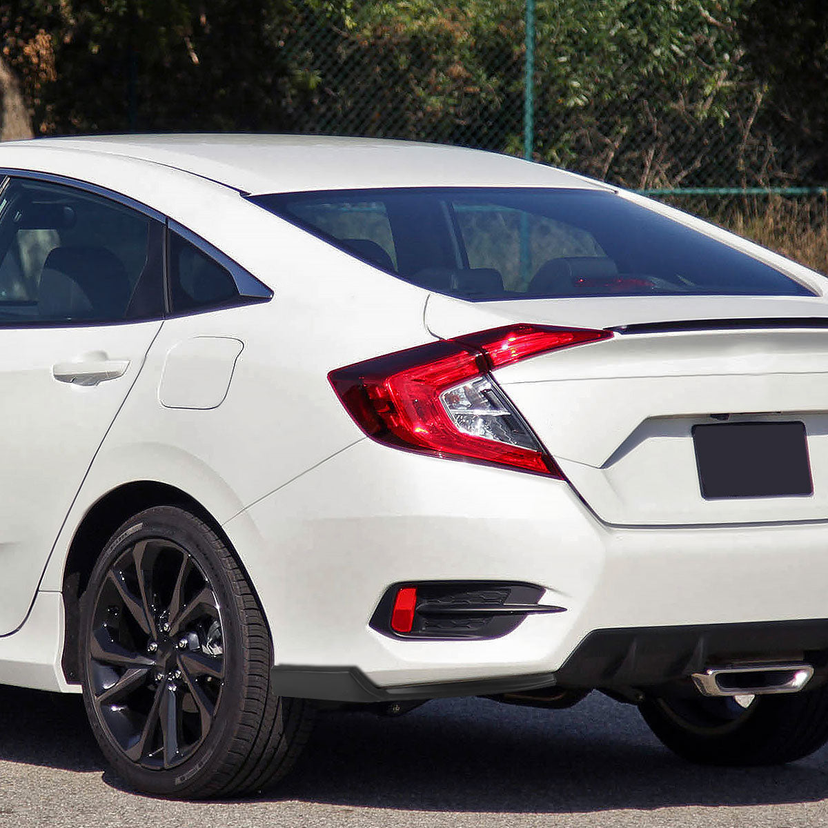 2016-2020 Honda Civic Sedan Matte Black Polypropylene Rear Bumper Lip Diffuser Set