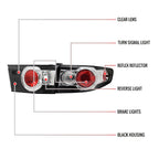 2003-2005 Honda Accord Sedan Tail Lights (Matte Black Housing/Clear Lens)