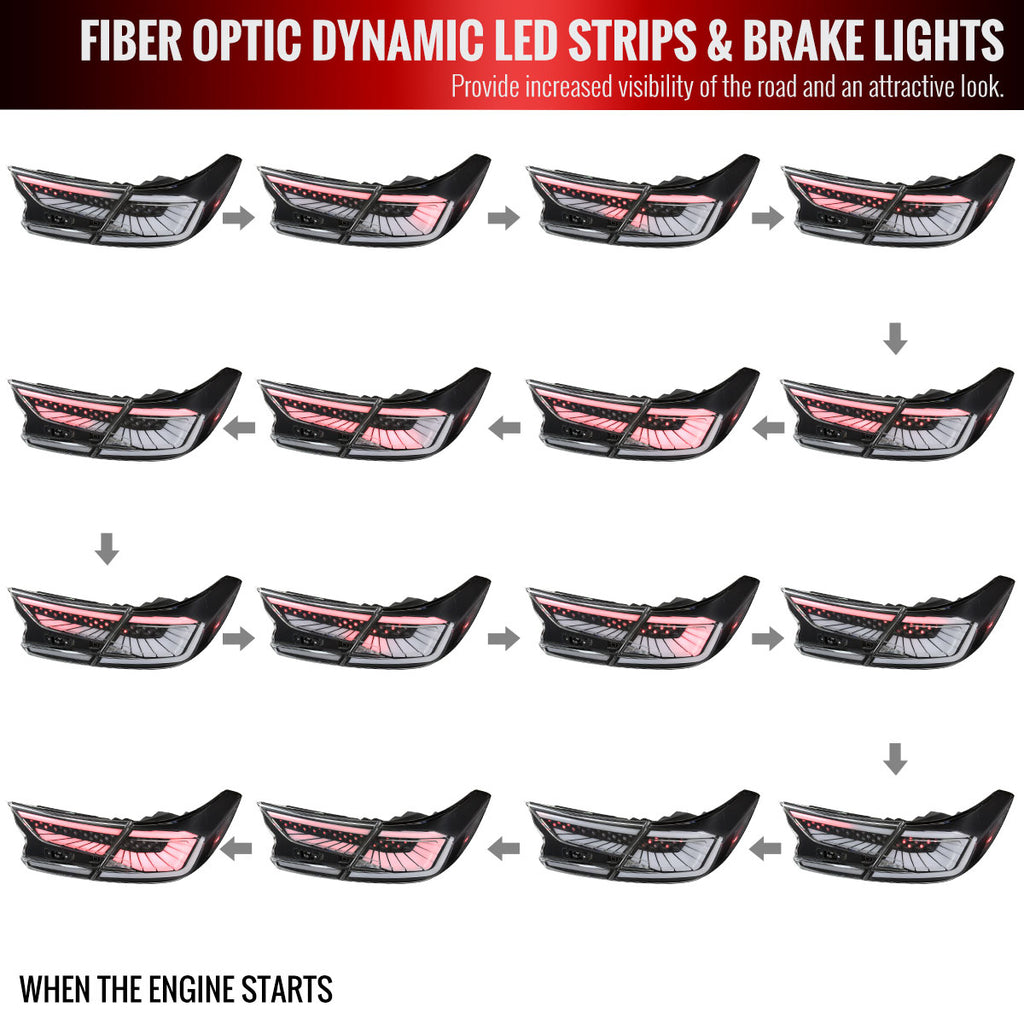 2018-2022 Honda Accord Sedan SQ2 LED Sequential Signal Tail Lights (Matte Black Housing/Clear Lens)