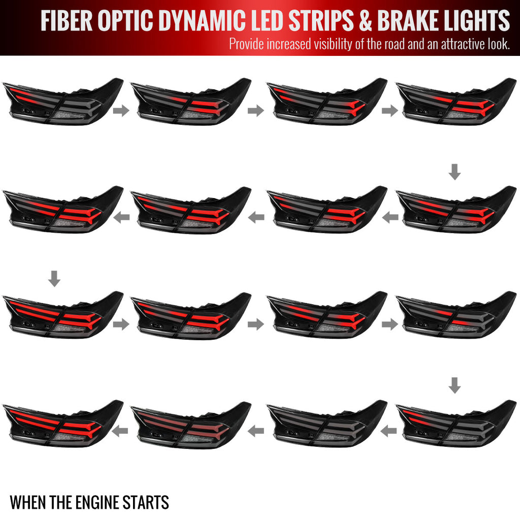 2018-2022 Honda Accord Sedan LED Sequential Signal Tail Lights (Glossy Black Housing/Smoke Lens)