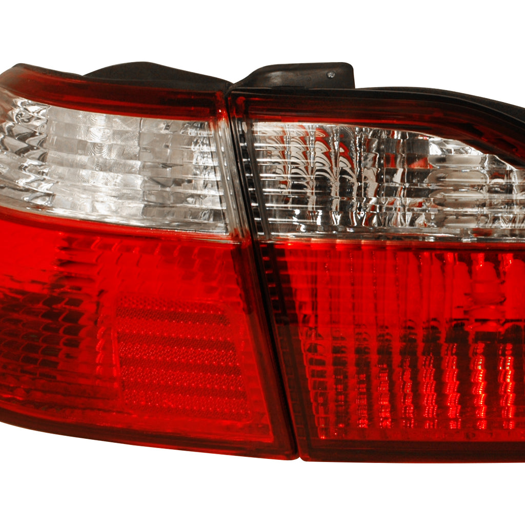 1998-2000 Honda Accord Sedan Tail Lights (Chrome Housing/Red Clear Lens)
