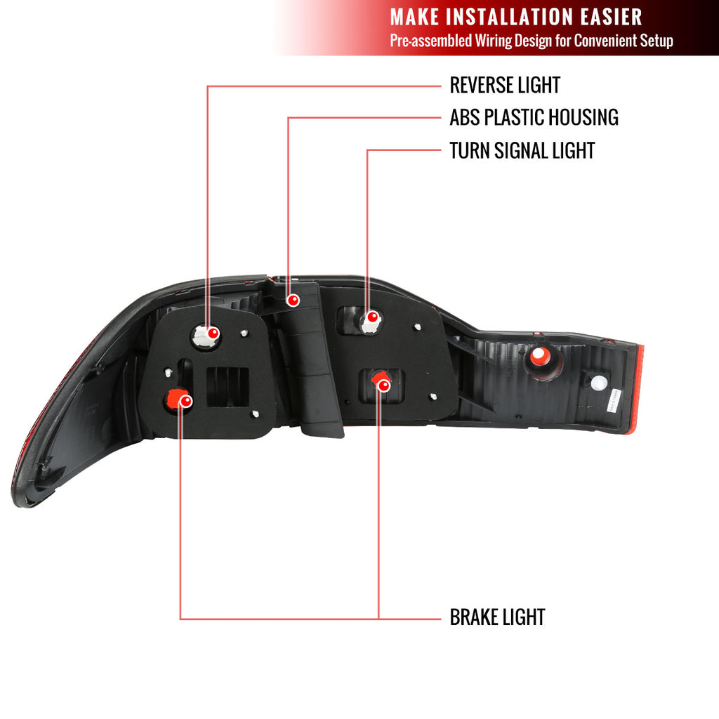 1998-2000 Honda Accord Sedan Red/Clear Tail Lights