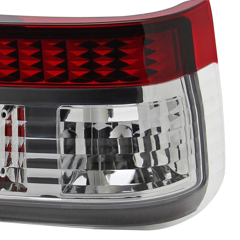 1983-1987 Toyota Corolla AE86 Hatchback Tail Lights (Chrome Housing/Red Clear Lens)