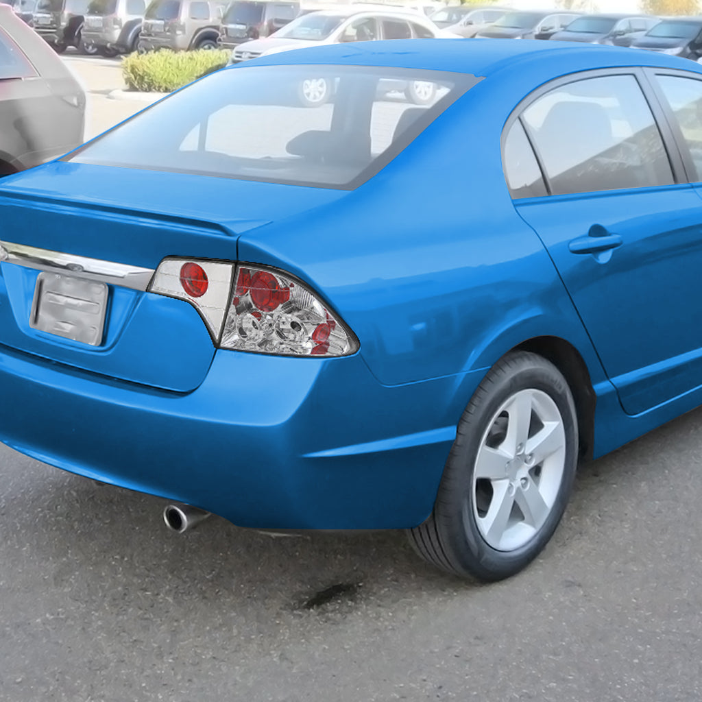 2006-2011 Honda Civic Sedan Tail Lights (Chrome Housing/Clear Lens)
