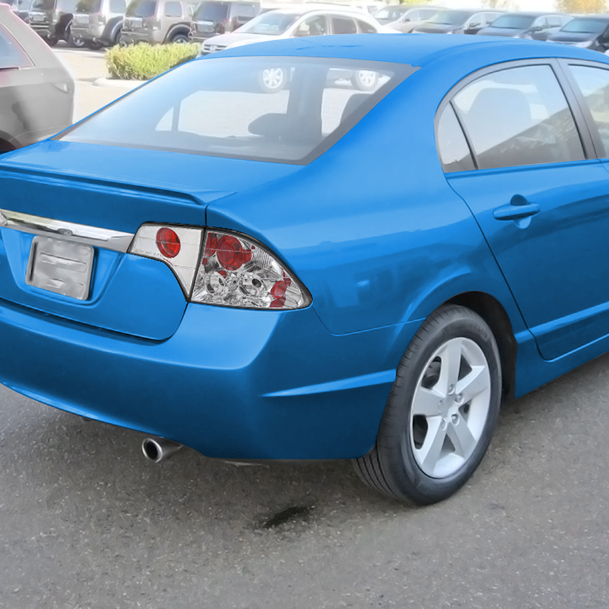 2006-2011 Honda Civic Sedan Tail Lights (Chrome Housing/Clear Lens)