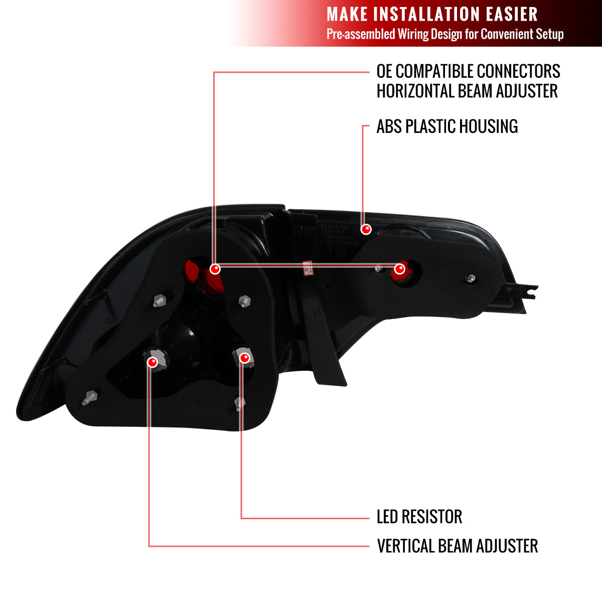 2006-2011 Honda Civic Sedan Tail Lights (Matte Black Housing/Red Clear Lens)