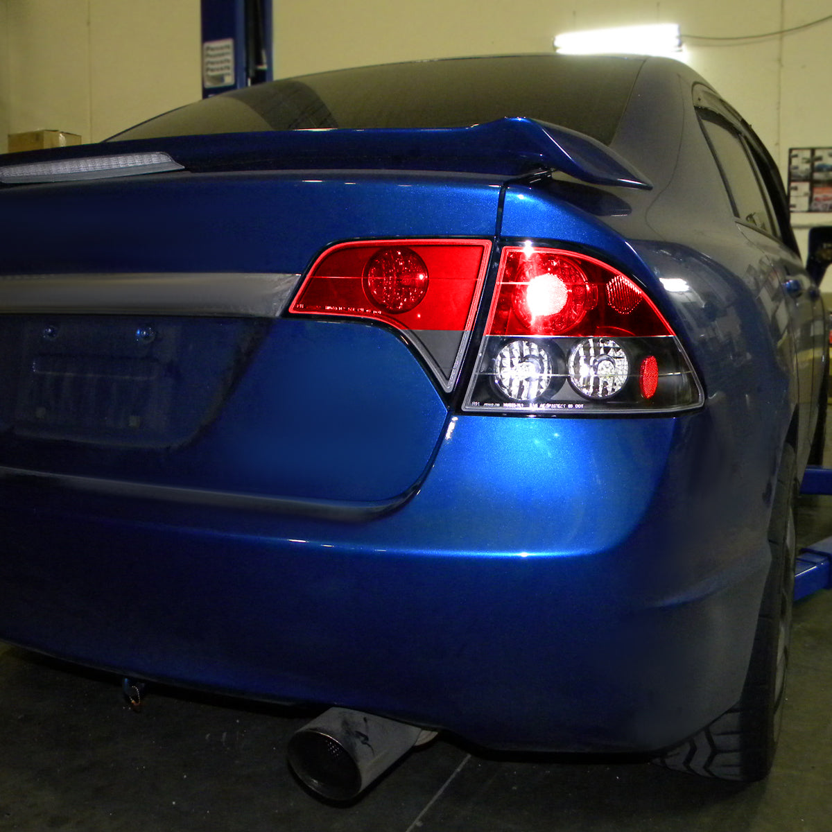 2006-2011 Honda Civic Sedan Tail Lights (Matte Black Housing/Red Clear Lens)