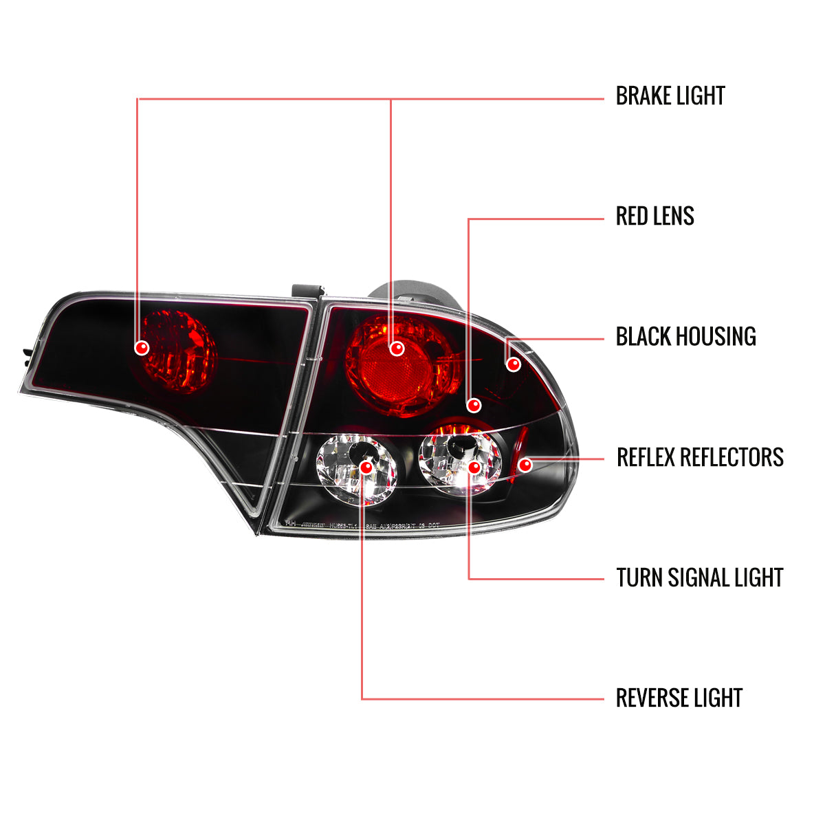 2006-2011 Honda Civic Sedan Tail Lights (Matte Black Housing/Red Clear Lens)
