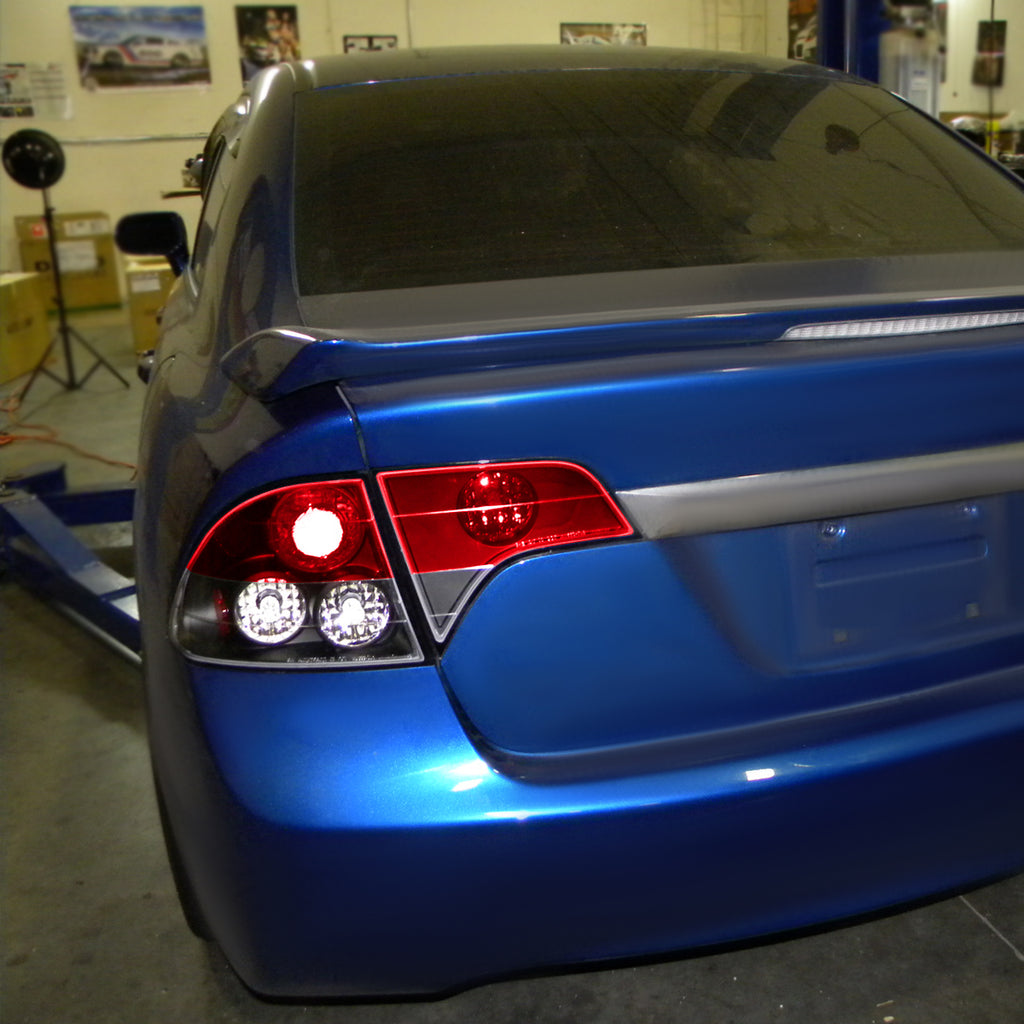 2006-2011 Honda Civic Sedan Tail Lights (Matte Black Housing/Red Clear Lens)