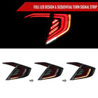 2016-2021 Honda Civic Sedan LED Tail Lights w/ Sequential Turn Signal Lights (Glossy Black Housing/Smoke Lens)