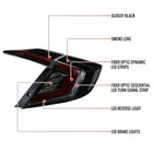 2016-2021 Honda Civic Sedan LED Tail Lights w/ Sequential Turn Signal Lights (Glossy Black Housing/Smoke Lens)