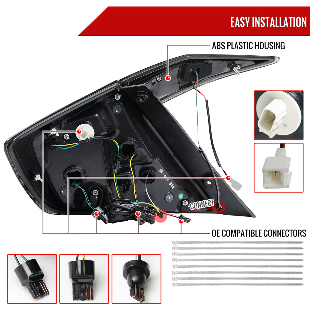 2016-2021 Honda Civic Sedan V2 LED Tail Lights w/ Sequential Turn Signal Lights (Glossy Black Housing/Smoke Lens)