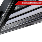 2016-2021 Honda Civic 4DR Sedan White LED Tail Lights w/ Sequential Signal Lamps (Matte Black Housing/Clear Lens)