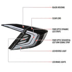 2016-2021 Honda Civic 4DR Sedan White LED Tail Lights w/ Sequential Signal Lamps (Matte Black Housing/Clear Lens)