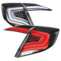 2016-2021 Honda Civic Sedan LED Tail Lights w/ Sequential Signal Lamps (Matte Black Housing/Clear Lens)