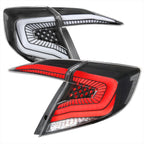 2016-2021 Honda Civic Sedan LED Tail Lights w/ Sequential Signal Lamps (Matte Black Housing/Clear Lens)