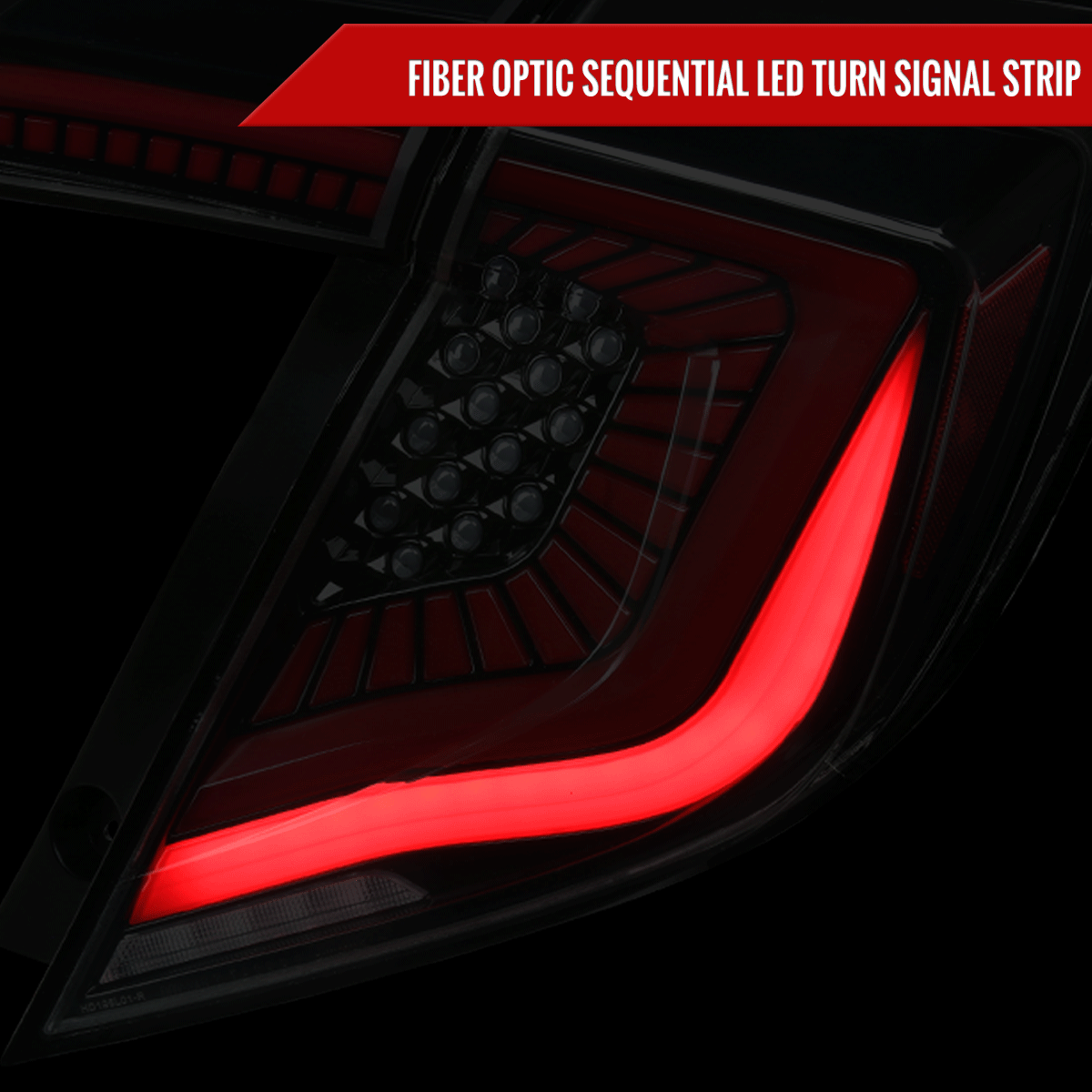2017-2021 Honda Civic Hatchback LED Sequential Signal Tail Lights (Jet Black Housing/Clear Lens)