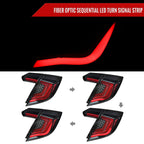 2017-2021 Honda Civic Hatchback LED Sequential Signal Tail Lights (Jet Black Housing/Clear Lens)