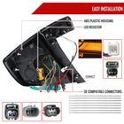 2017-2021 Honda Civic Hatchback LED Sequential Signal Tail Lights (Jet Black Housing/Clear Lens)