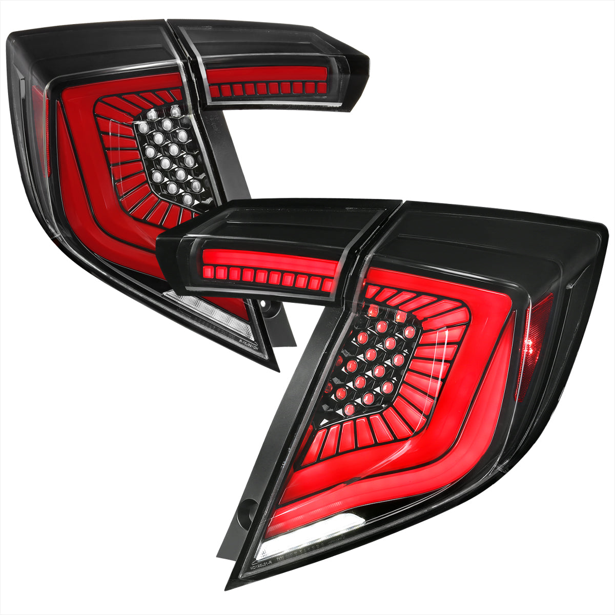 2017-2021 Honda Civic Hatchback LED Sequential Signal Tail Lights (Black Housing/Smoke Lens)