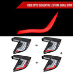 2017-2021 Honda Civic Hatchback Sequential Turn Signal LED Tail Lights (Matte Black Housing/Clear Lens)