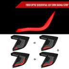 2017-2021 Honda Civic Hatchback Sequential Turn Signal LED Tail Lights (Black Housing/Smoke Lens)