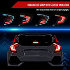 2017-2021 Honda Civic Hatchback Sequential Turn Signal LED Tail Lights (Black Housing/Smoke Lens)